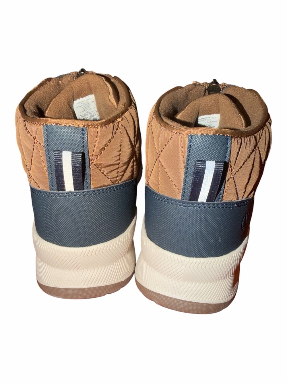 Lands' End Quilted Tan and Black Zip-Front Women's Winter Rain Boots - Picture 3 of 6